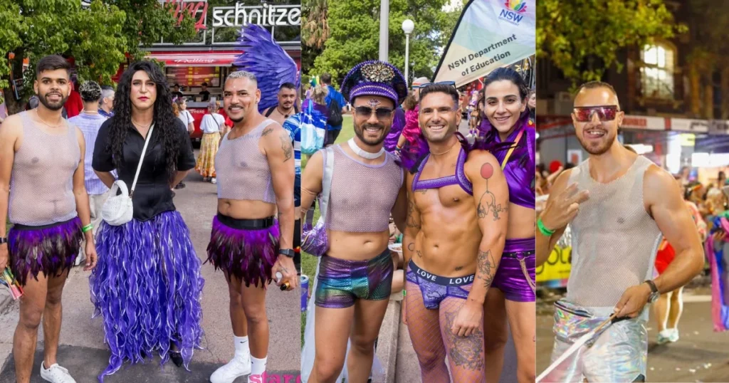 rhinestone tank top and fishnet mesh looks at Sydney Mardi Gras 2026 wholesale gay party wear