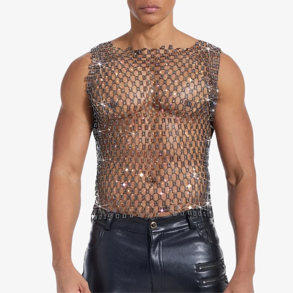wholesale gay men's rhinestone tank top black — bestseller Q1 2026