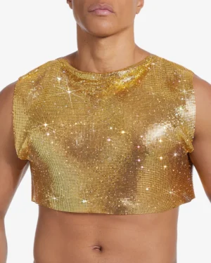 men's metallic crop top wholesale