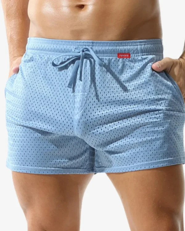 mesh gay shorts blue