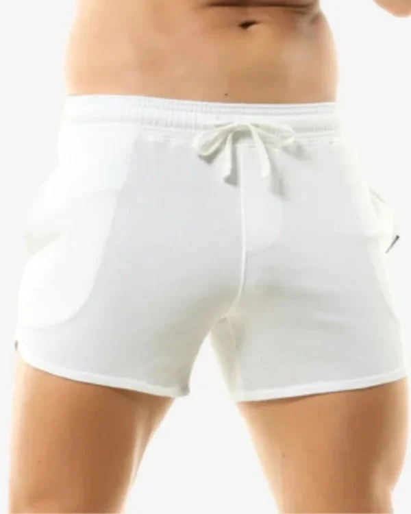 Men's white cotton workout shorts wholesale