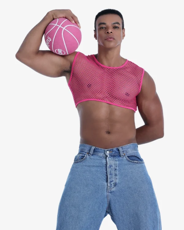 model wearing gay pride crop top collection