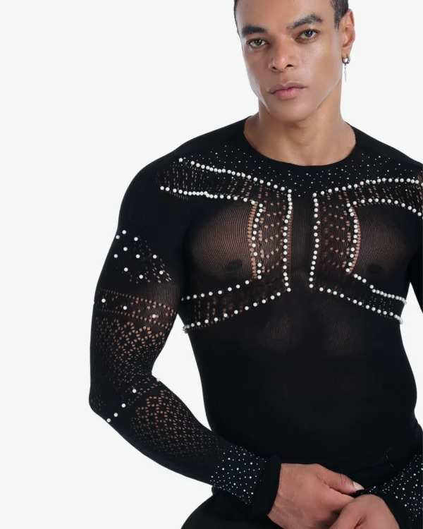 men wearing wholesale black pearl tops