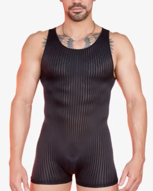 Sexy Men's Black Mesh Singlet Wholesale