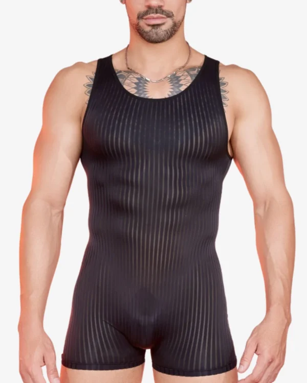 Sexy Men's Black Mesh Singlet Wholesale