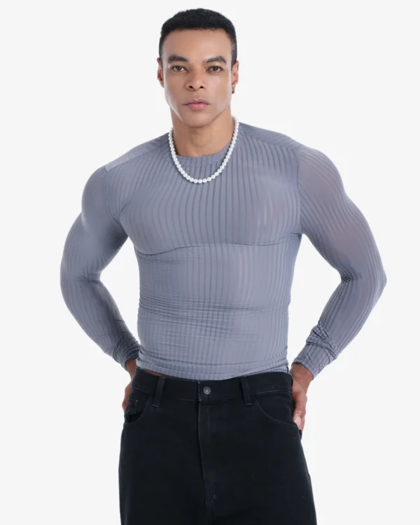 men wearing grey mesh tank top