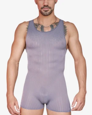 men wearing grey mesh singlet