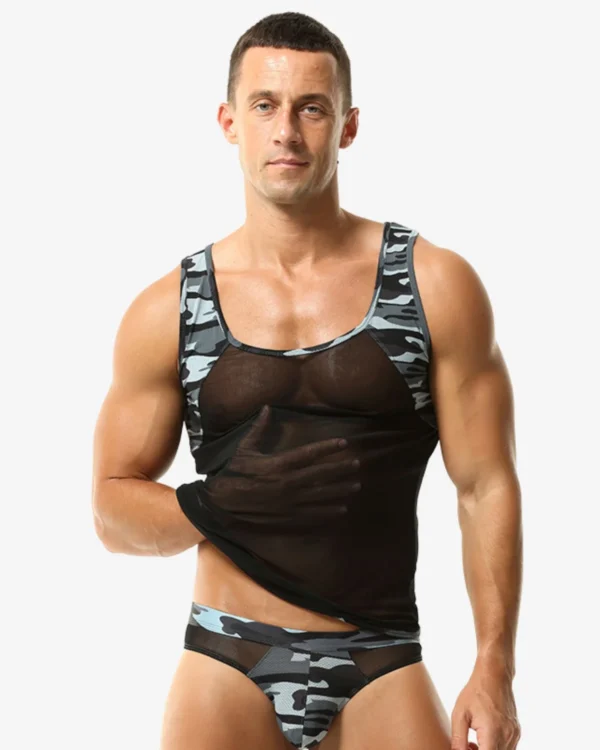men wearing mesh tank top