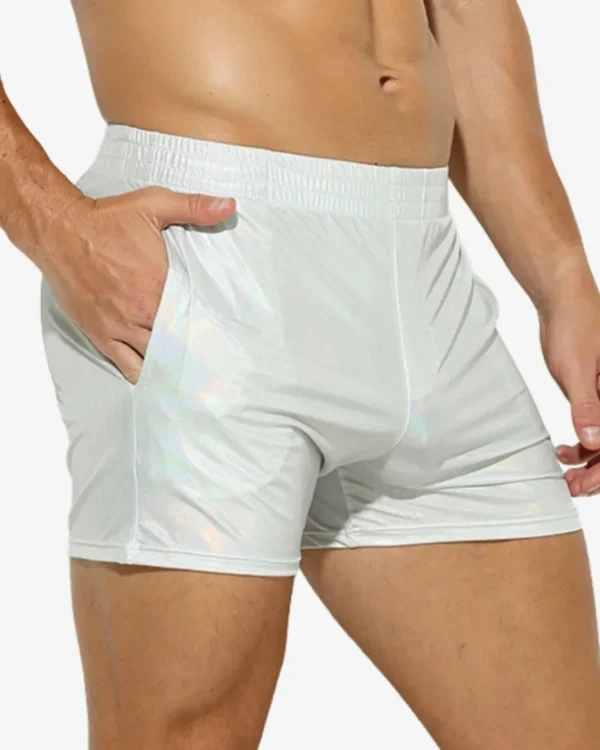 Wholesale Men's White Metallic Shorts | Men's Festival and Performance Wear | Spicy and Shiny