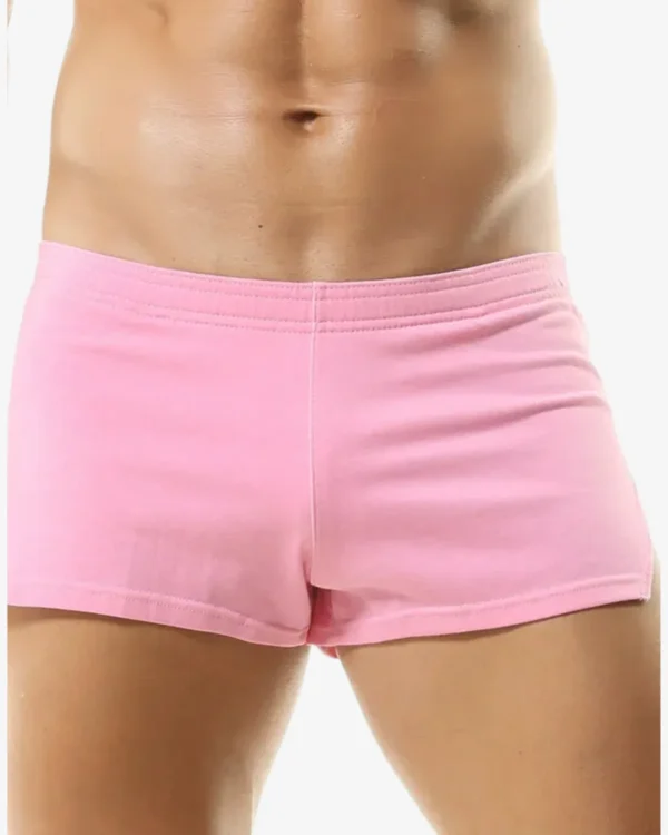 men wearing pink lounge shorts