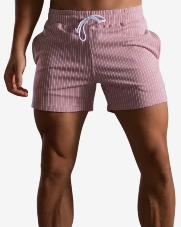 men wearing wholesale pink striped shorts