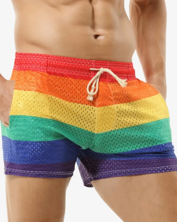 Rainbow pride mesh shorts wholesale