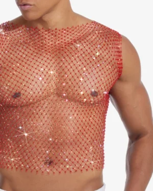 model wearing Wholesale rhinestone pride Crop Top