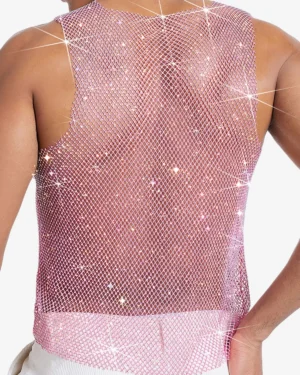 men wearing Wholesale Men's Rhinestone Tank Top Purple