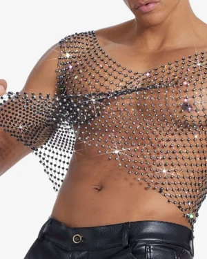 model wearing Wholesale Rhinestone Gay Tank Tops