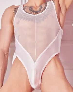 men wearing white bodysuit