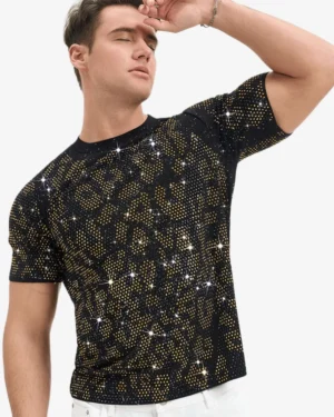 wholesale all-over rhinestone t-shirt men circuit party
