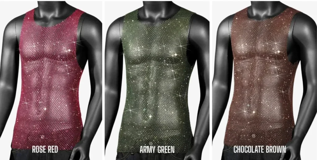 wholesale rhinestone tank top men gay fashion