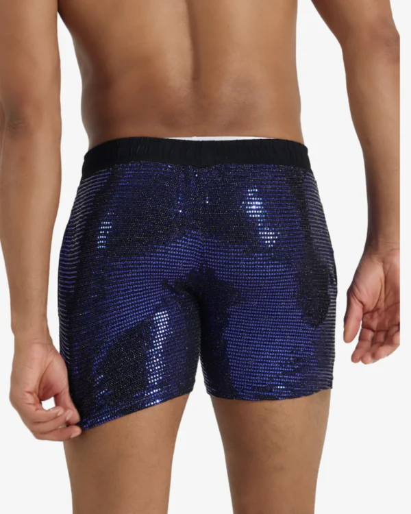 Men in blue sequin sparkly party shorts -new wholesale gay apparel
