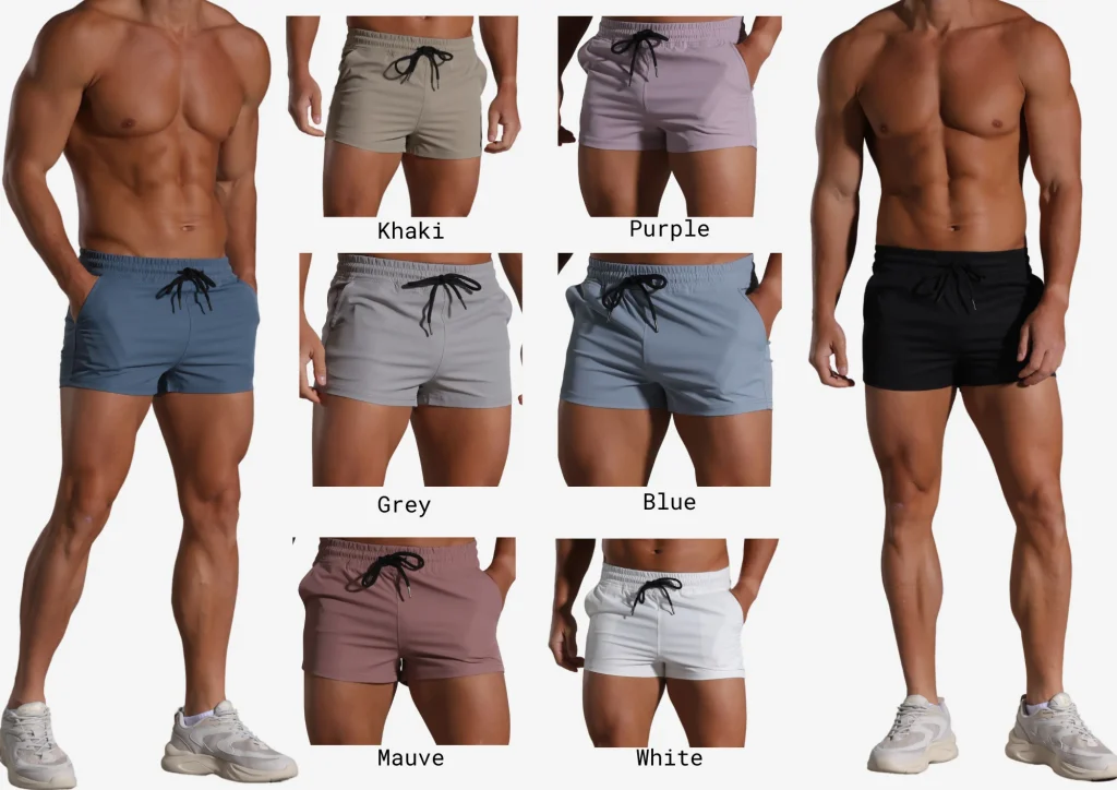 Quick-dry gym shorts for gay men in 8 colors – Spicy and Shiny