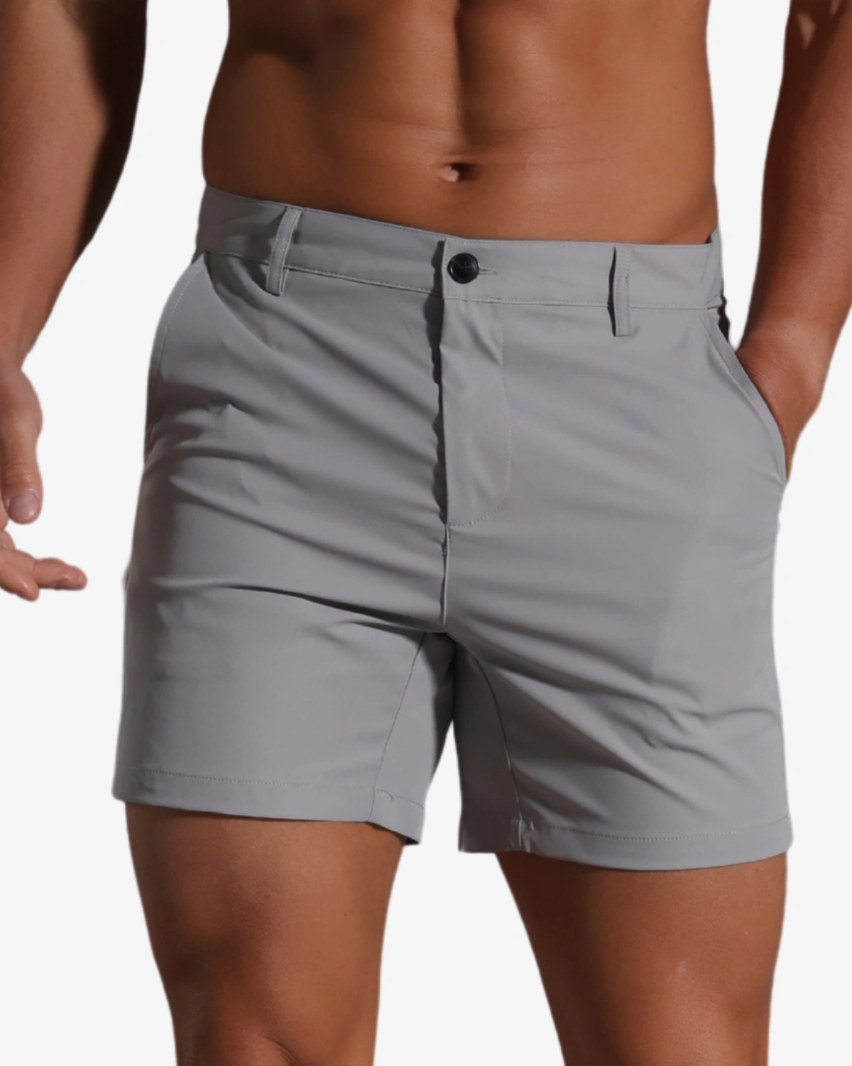 Wholesale men's steel grey quick-dry gym shorts, 4 inch inseam – Spicy and Shiny