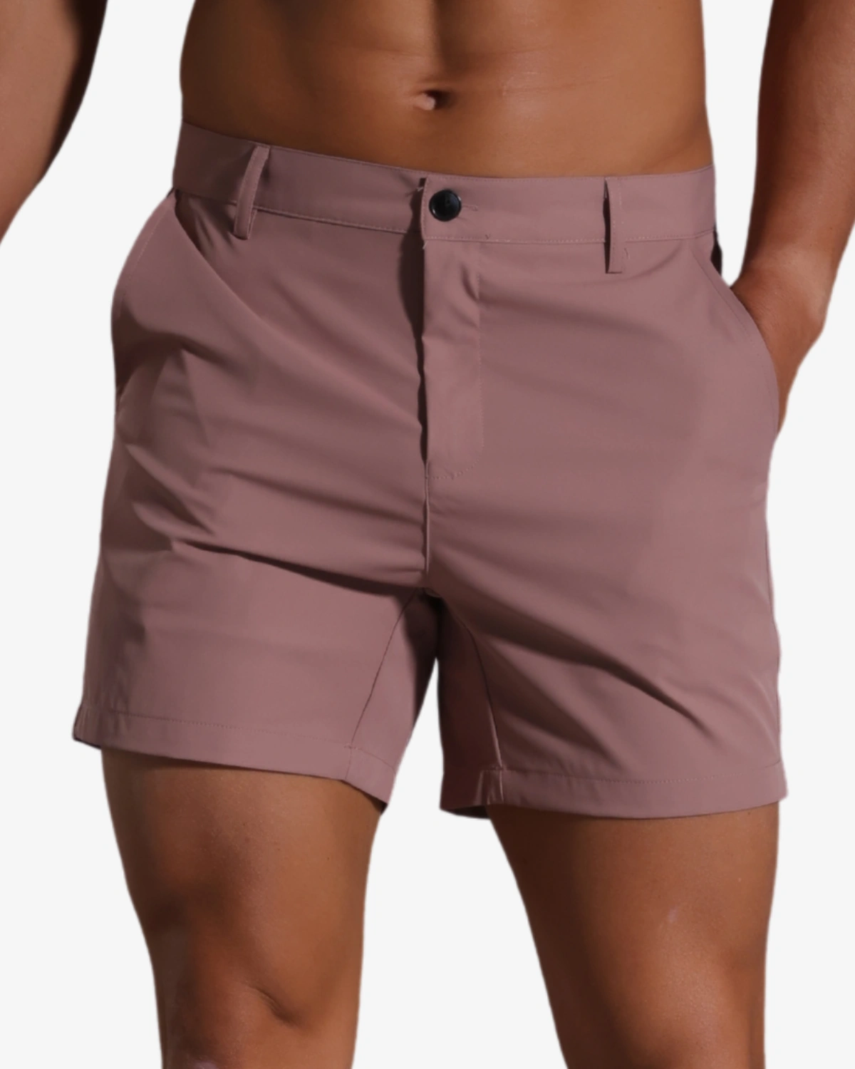 Wholesale men's mauve quick-dry gym shorts, 4 inch inseam – Spicy and Shiny