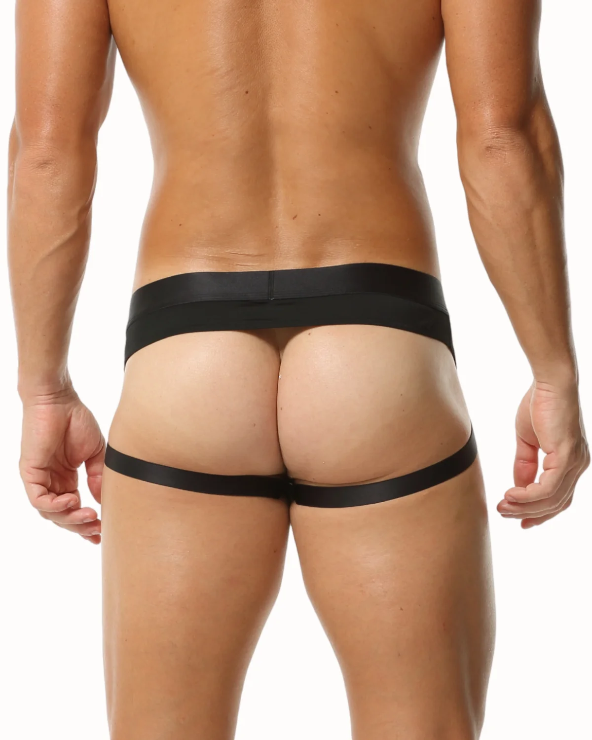 Black Admiral jockstrap, open back with twin straps